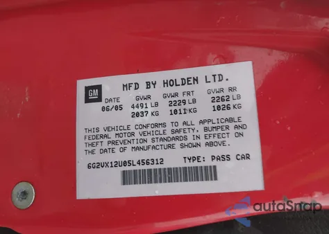 2005 Pontiac Gto z USA, uszkodzony, nr VIN 6G2VX12U05L456312